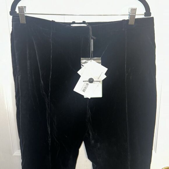 Paco Rabanne Black Straight Leg Velvet Tailored Trouser Pants Size 10 New - Picture 5 of 9